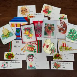 Mini Pack of Vintage Christmas Gift To/From Tags, Various Patterns & Sizes, Ephemera