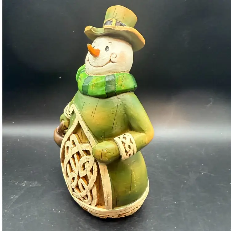 Celtic Charm Roman Inc. 6" Woodcut Irish Snowman Figurine