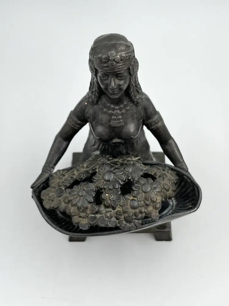 Antique Art Nouveau - Bronze Egyptian Revival - Egyptian Woman Incense Burner