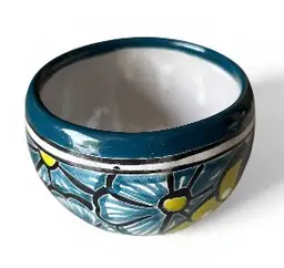 Item # 417 Talavera Round Pot/Bule Medium size mini