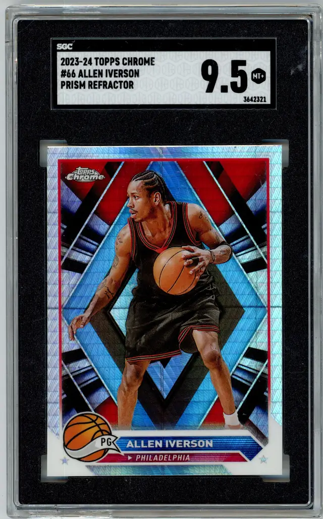 2023-24 Topps Chrome ALLEN IVERSON Prism Refractor #66 76ERS HOF SGC 9.5 MT+