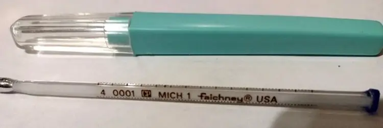 Vintage Faichney Glass Oral Thermometer & Case MICH 1 USA