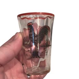 #01 - Vintage Black Rooster 3 1/8" tall toothpick holder or Double shot glass EUC