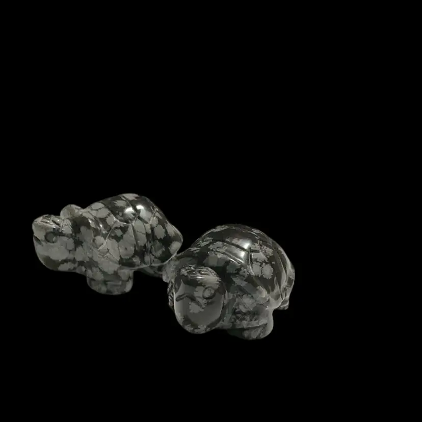 Cute Small Snowflake Obsidian Carved Turtles 🐢. Measures 1’1/2L By 1’W