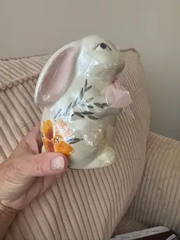 Lusterware Hand Painted Ceramic Bunny - 6"