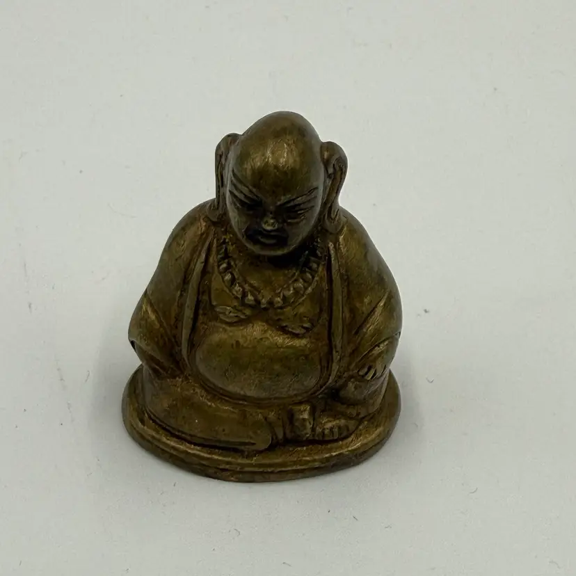 Vintage Brass Bronze Laughing Buddha Figurine