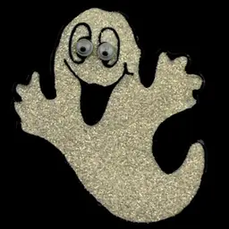 Silly Ghost Brooch Googly Eyes Glitter 1 1/2"