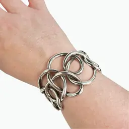 Sterling Silver Brutalist Geometric Circles Bracelet
