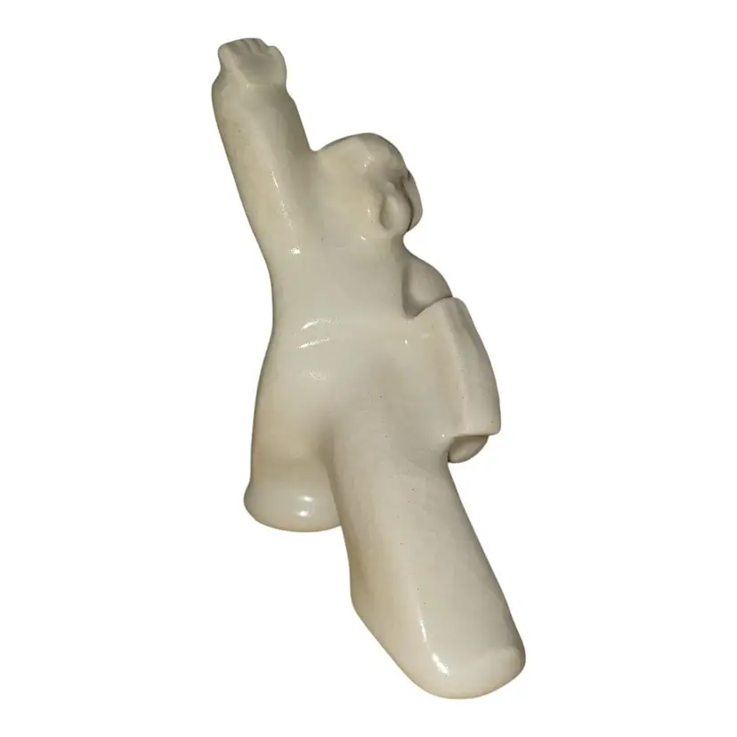 Vintage MCM Cream Colored Newsboy Figurine 5 in