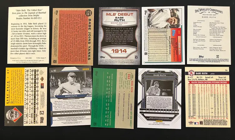 Babe Ruth 10 Card Lot