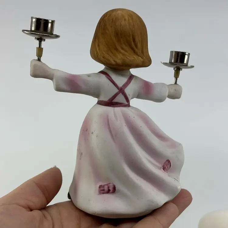 Dancing Darling CMA Inc 1979 Bisque Porcelain Candle Holder 5.5”