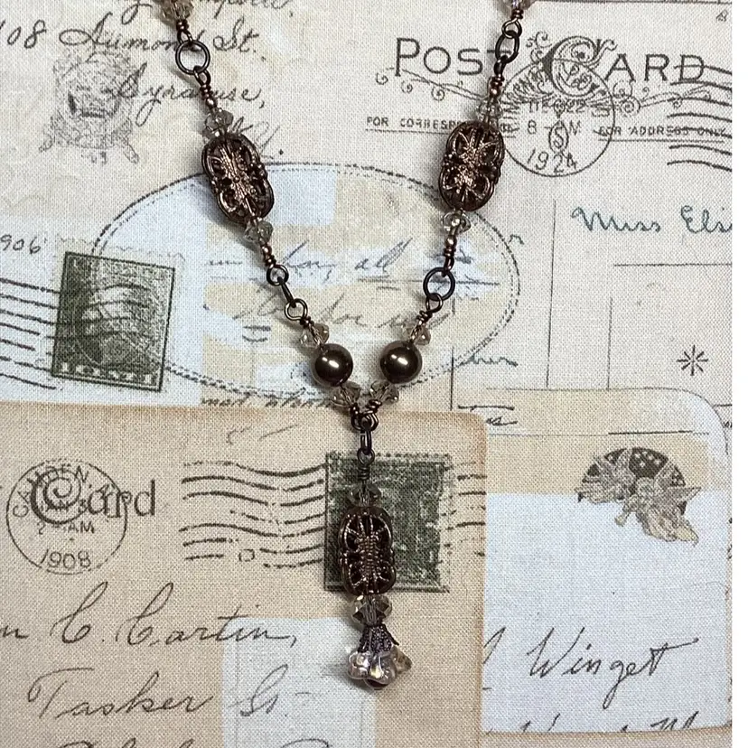 Brass Filigree “Y” Necklace