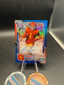 Eli Sanders 1st Bowman Auto #/150 2025 Bowman Chrome University USC Trojans