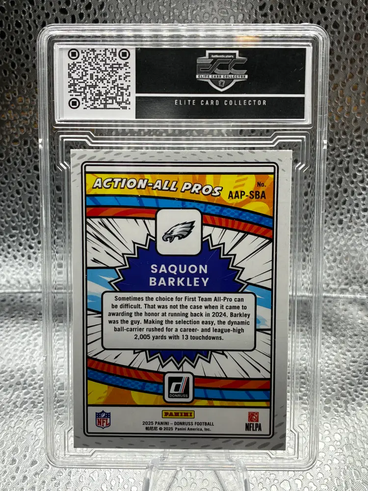 2025 Saquon Barkley Panini Donruss Action-All Pros #AAP-SBA Eagles Graded ECC 9