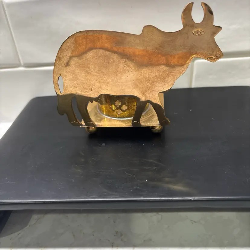Brass Cow Votive Candle Holder