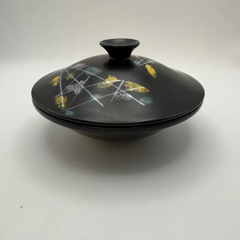 Stunning Rare Dutch Pottery Abstract Design Lidded Dish Gouda Holland