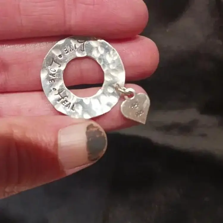 Vtg SJC 925 Sterling Silver "PT Live, Love, Heal" Physical Therapy Pendant.