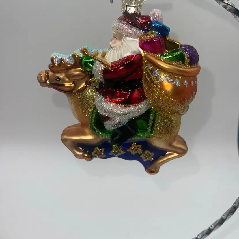 Old World Christmas Blown Glass Ornament Santa On Reindeer 4 Inches