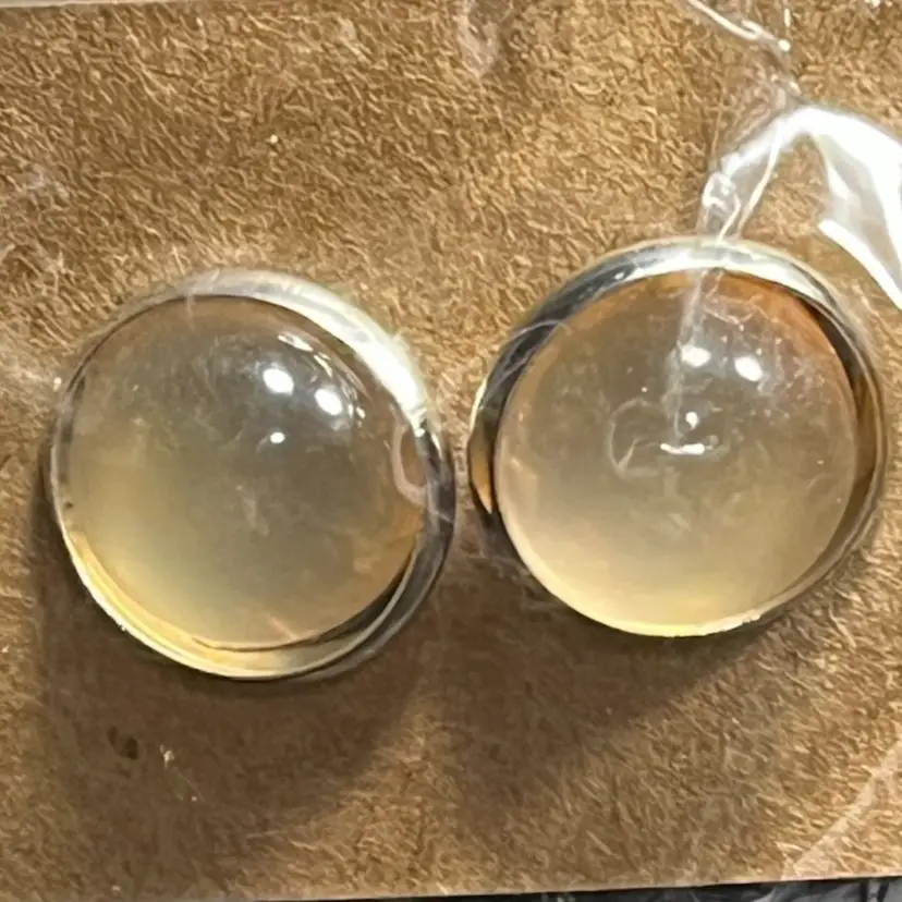 Stud Moonstone Earrings Made By Me - As Shown In Picture