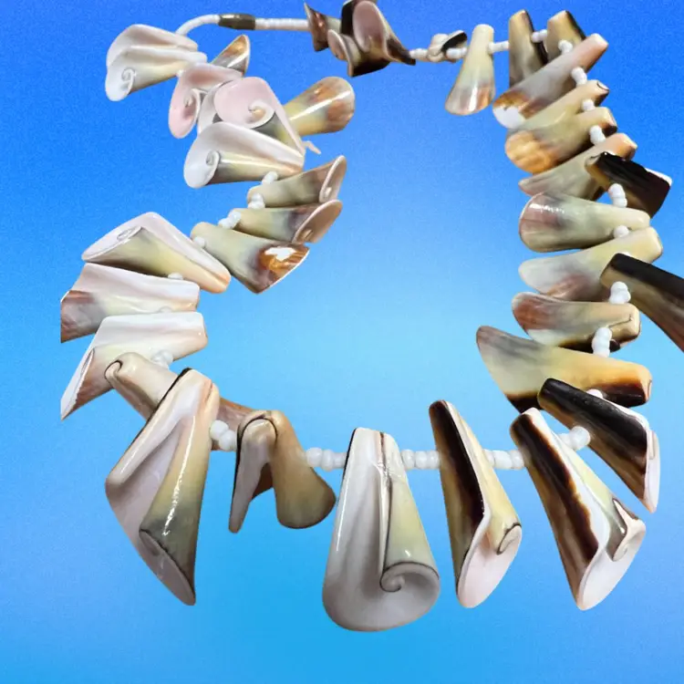 Vintage Curly Shell 16” Necklace, 1970’s Beachy-Boho Beauty!