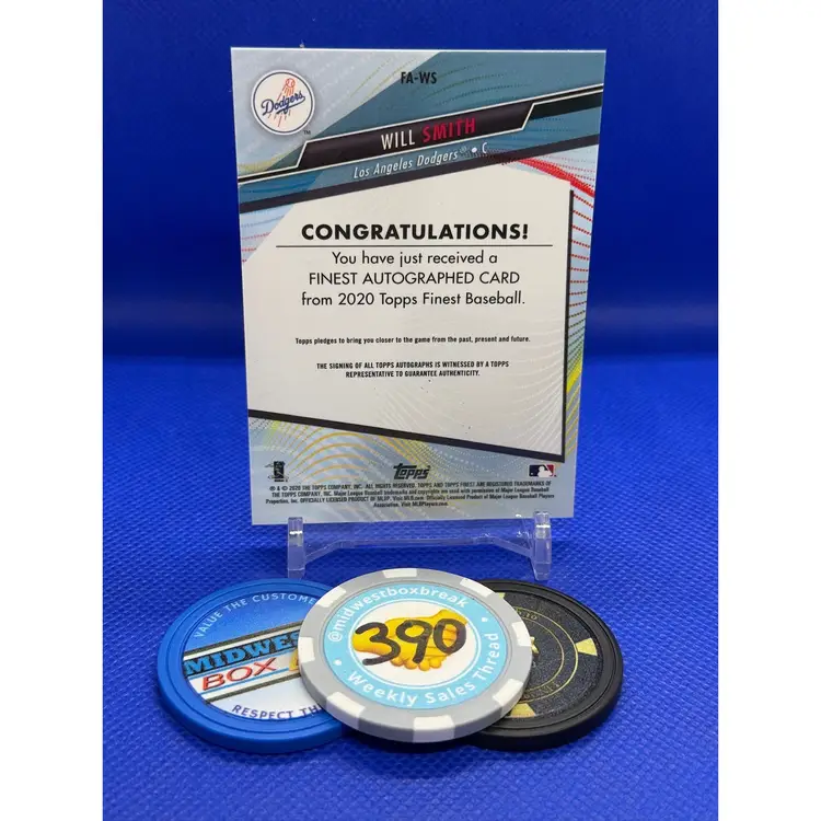 Will Smith - Topps Finest 2020 - Los Angeles Dodgers - On-card AUTO Blue Parallel /150