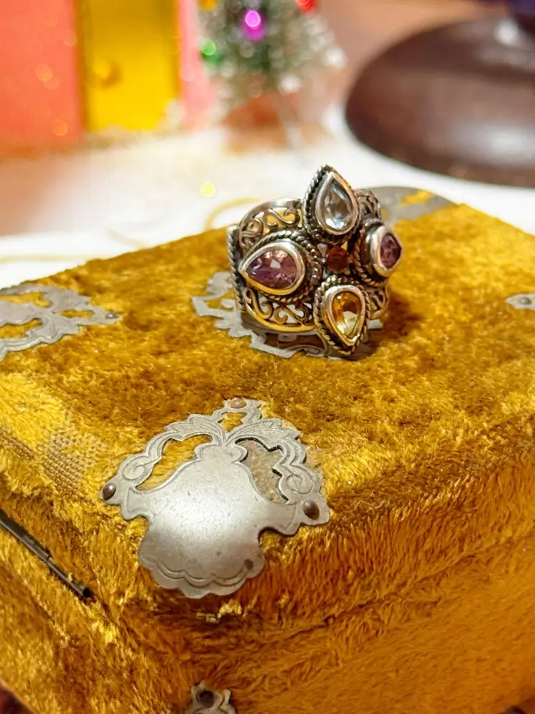 Sterling Silver Multi Gemstone Ring 7.5