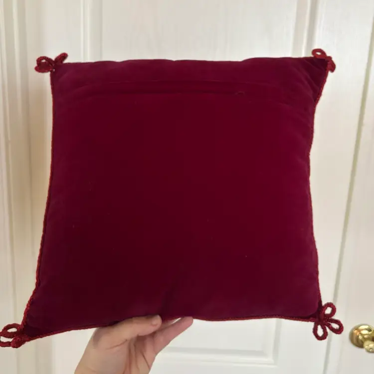 Vintage Wool Needlepoint Rose Pillow