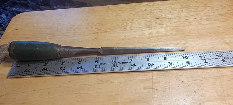 James Swan 1/8” Vintage Firmer Chisel, USA, Narrow Woodworking Chisel, Original handle Rare