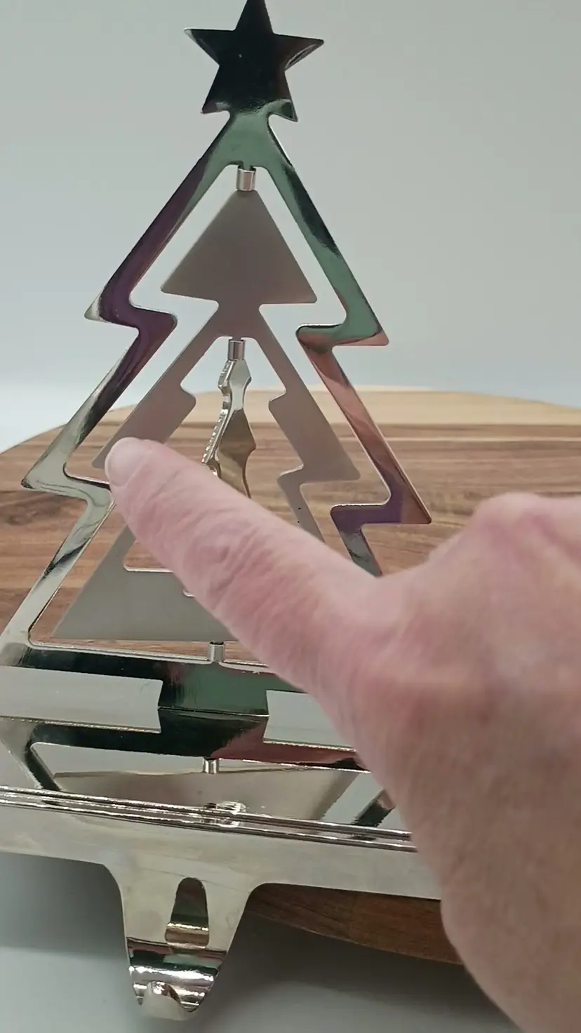 Kurt Adler Chrome Plated Spinable Christmas Tree Stocking Holder Set of 2