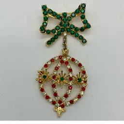 Bling Hanging Ornament Bow Pin Brooch 3”