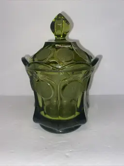 Fostoria Olive Green Coin Glass Candy Dish