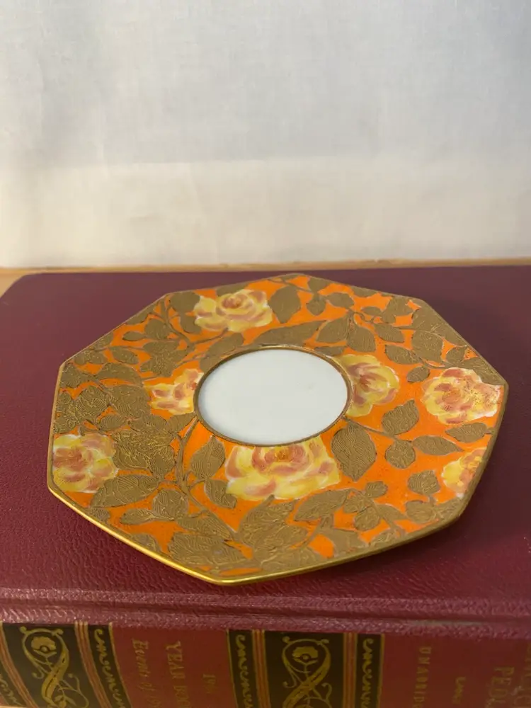 Orange Flowers With Gold Leaves Teacup