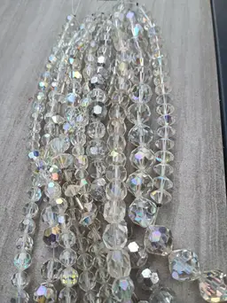 50 count 8mm Vintage Swarovski Crystal Aurora Borealis Clear Beads