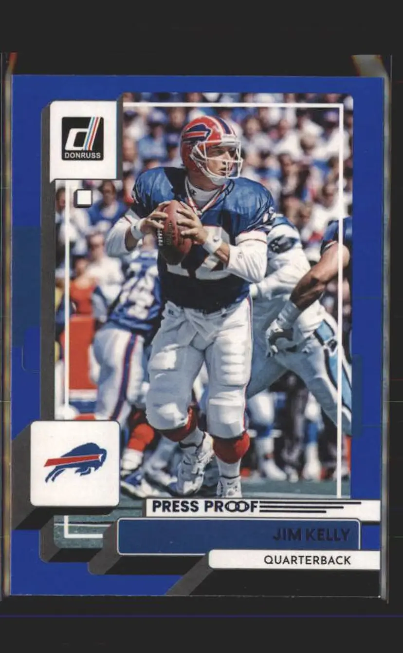 2022 Donruss #121 Jim Kelly Blue Press Proof - (139) - Buffalo Bills