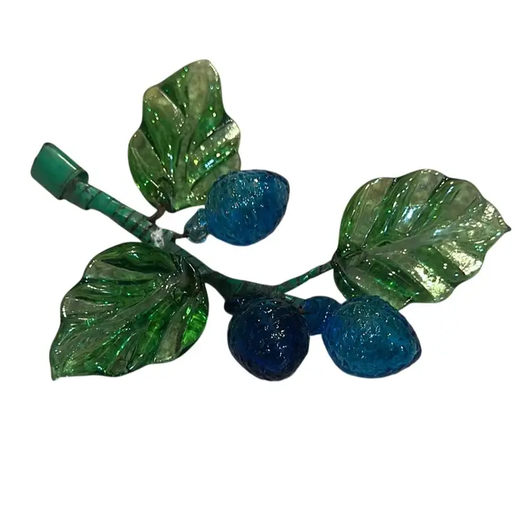 Vintage Art Glass Grape Berry Cluster – Blue & Green Glass Grapes Berries