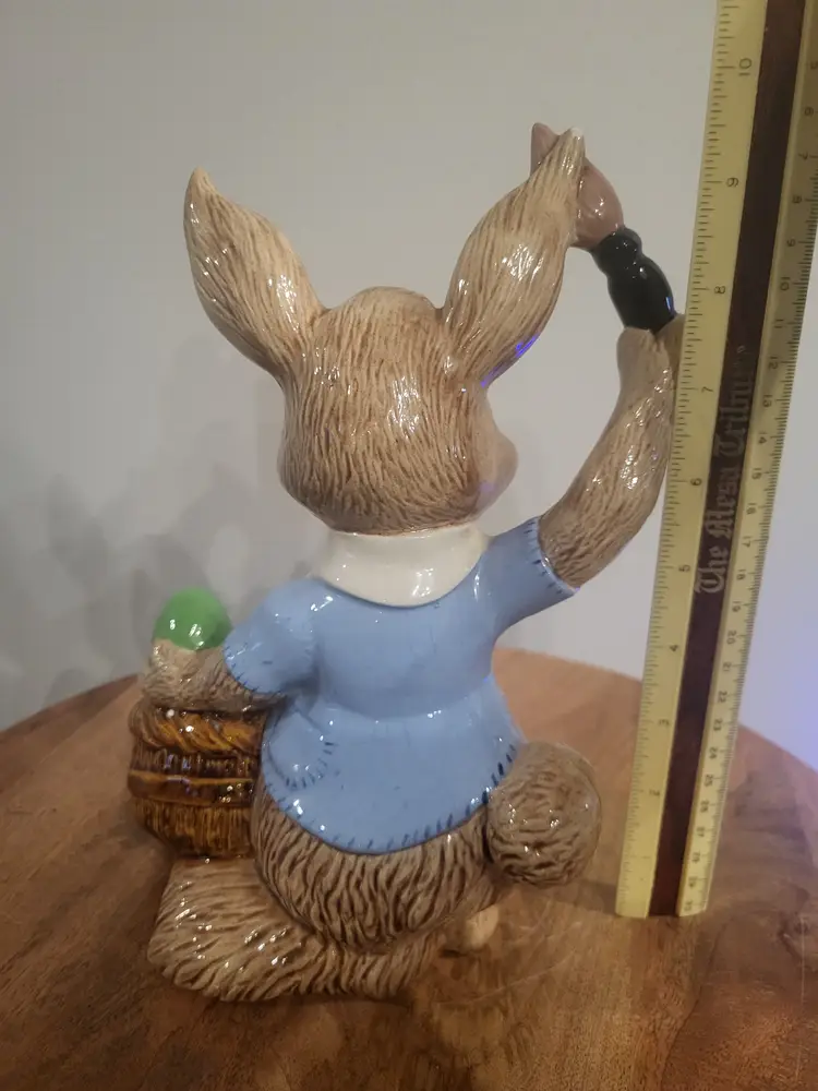 Vintage Atlantic Mold Easter Bunny with Paintbrush and Eggs 1970s