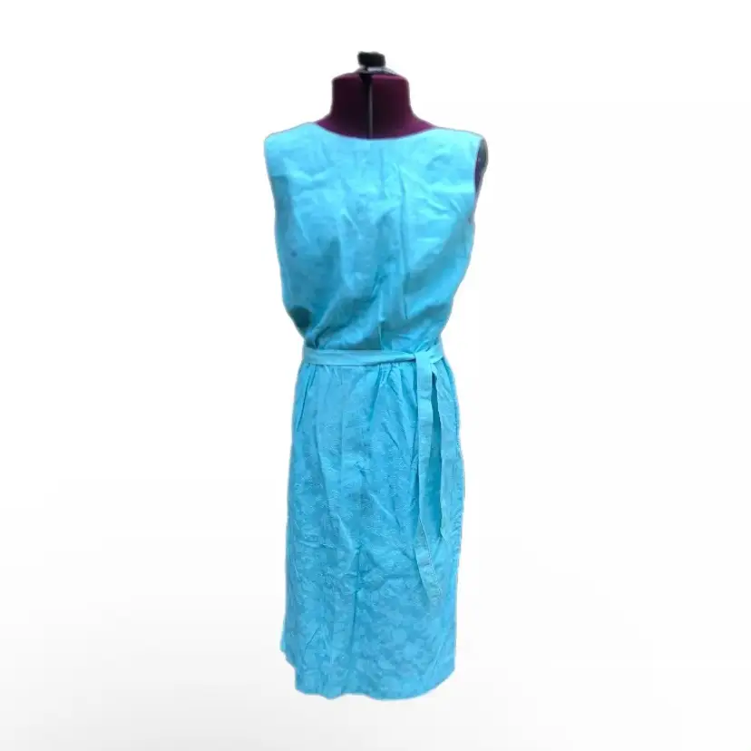 Blue Handmade 1950's Vintage Dress With Belt