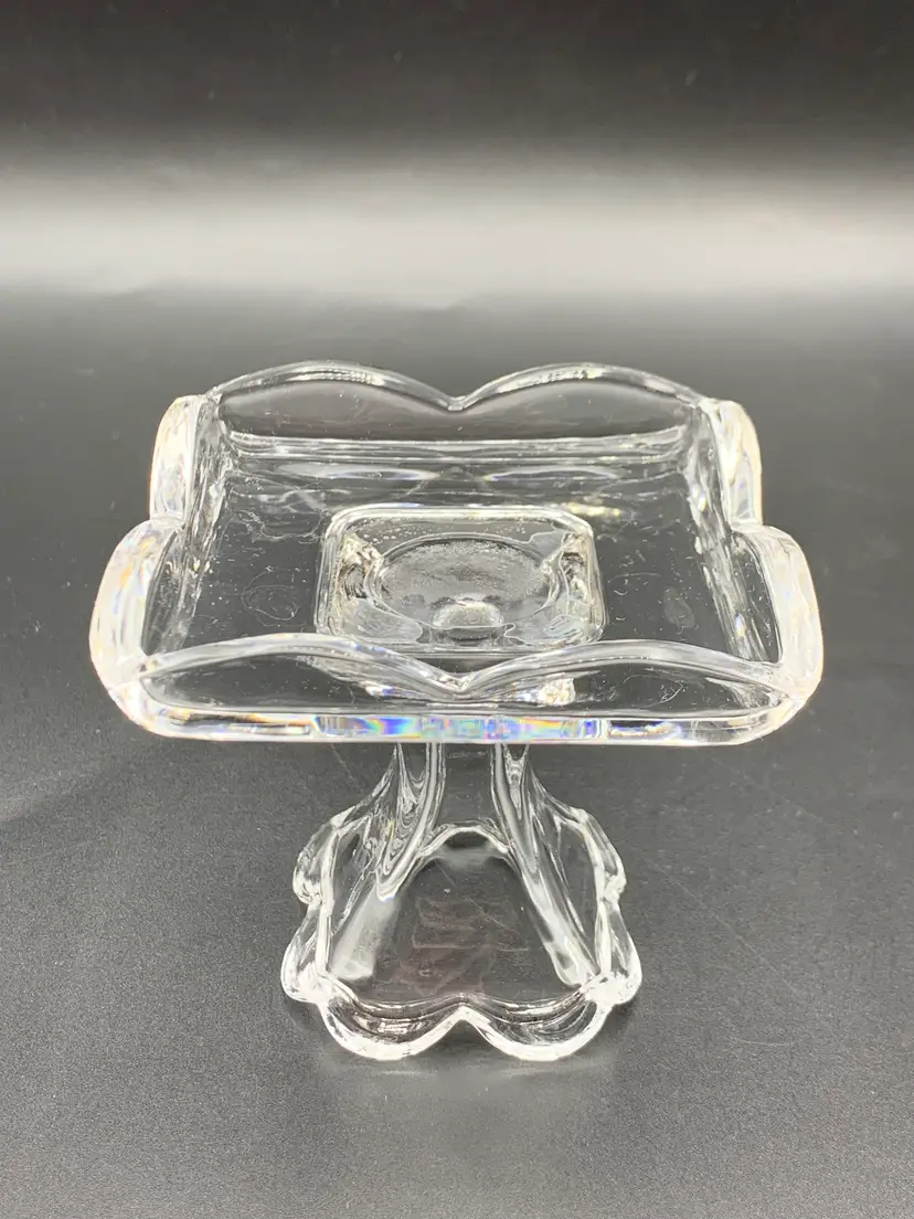 #32 - Vintage Pressed Glass Cake Cup Cake Plate Mini 3.5”