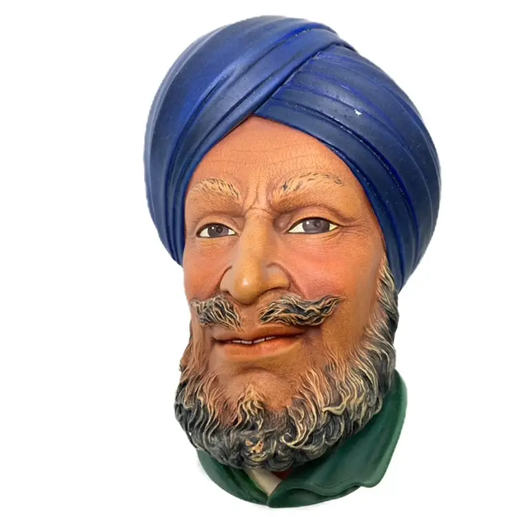 Chalkhead Sikh East Indian Man with Blue Turban Mask Mid Century Bossons England