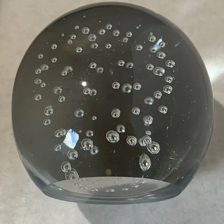 Bullicante Paperweight Controlled Bubble Clear Glass  Signed By Lyn 1979 Gift