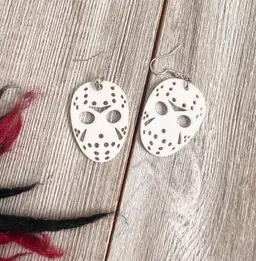 Jason hockey mask, horror jewelry white acrylic