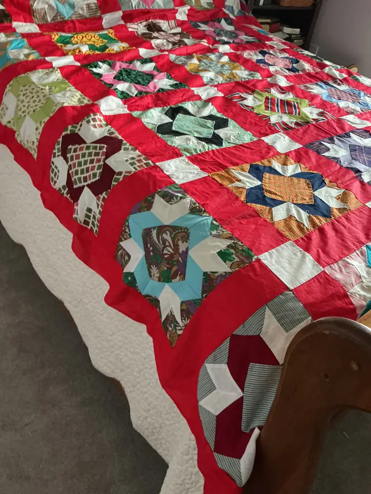 Quilt Topper #1-read description: hand stitched quilt topper 60’s - 70’s.