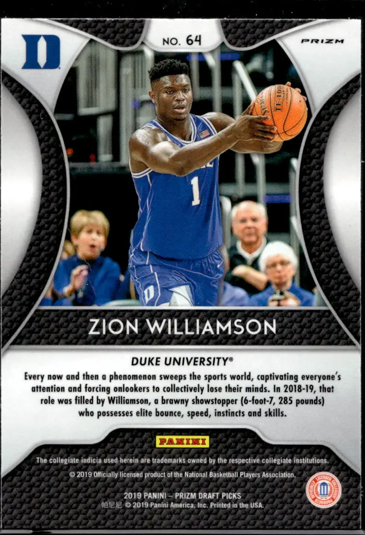 2019 Panini Prizm Draft Picks Lot of 3 Zion Williamson RC-Purple #64-Pink Pulsar #64-Base #1