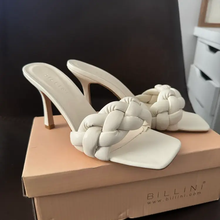 NIB Billini Salida Braid Sandal Heels in Bone