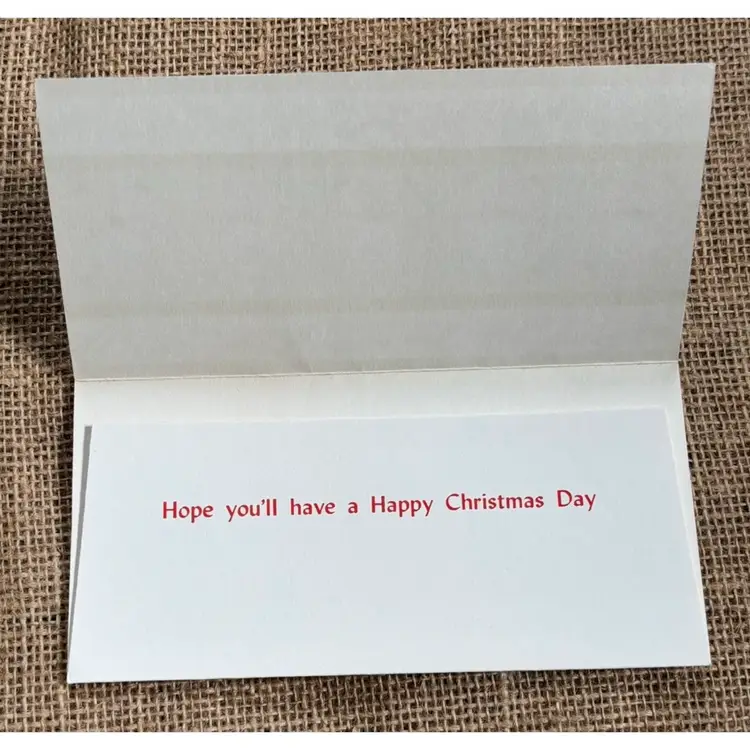 Vintage Fravessi Santa Claus Pattern Holly Gold Stripes Christmas Card Kitsch