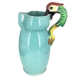 Parrot Handle Pottery Pitcher Made In Italy