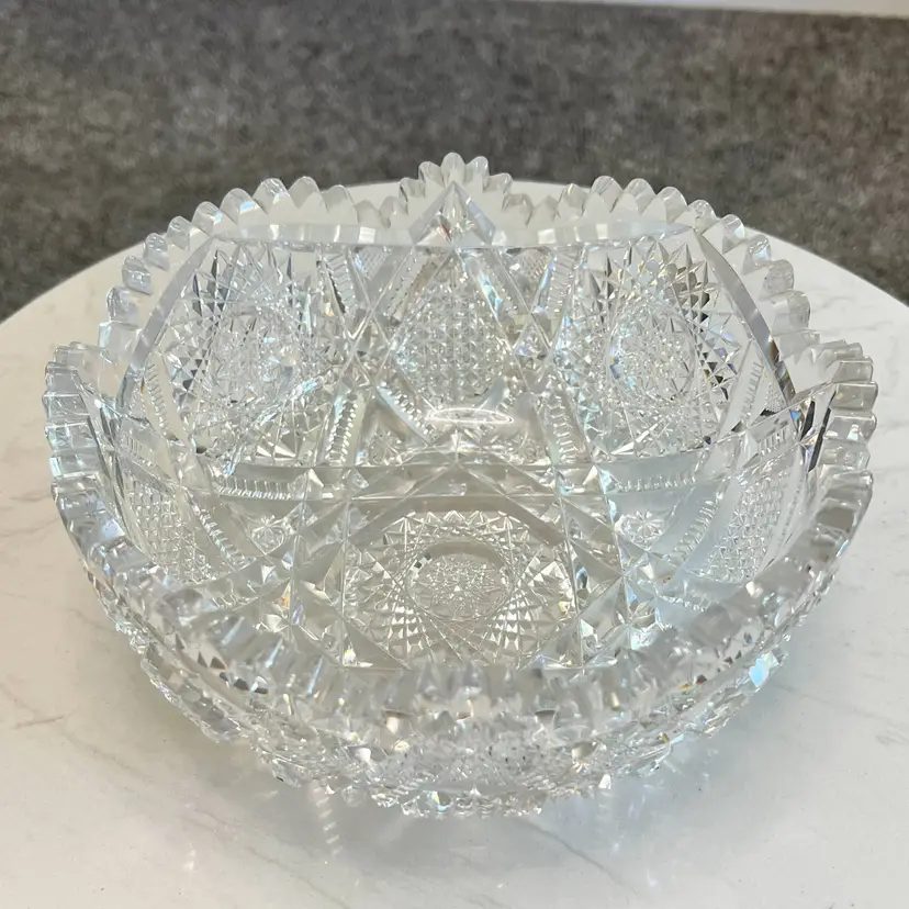 Antique Libbey American Brilliant Cut ABP Crystal Glass Bowl 8"