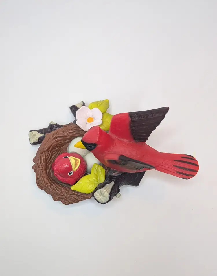 Breezy Singer Cardinal Takara 1992 Red Bird w Baby in Nest Chirps Hard to Find