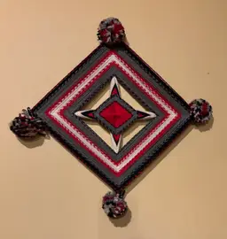 Ojo de Dios – God’s Eye Wall Art in Dark Grey, Red, White & Black