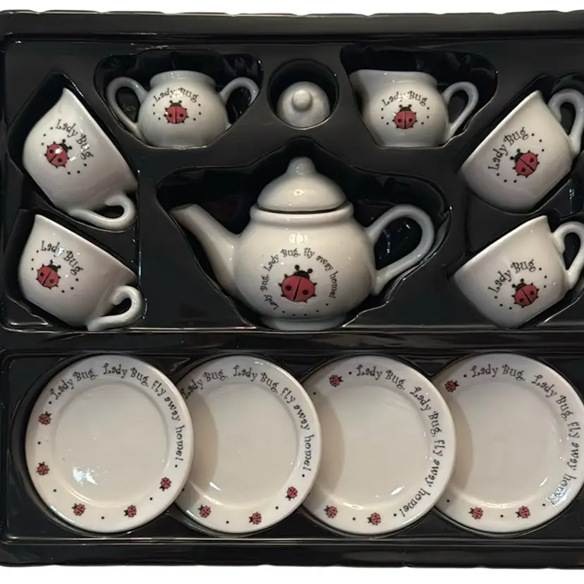 13 Piece Porcelain Lady Bug Tea Set By Schylling